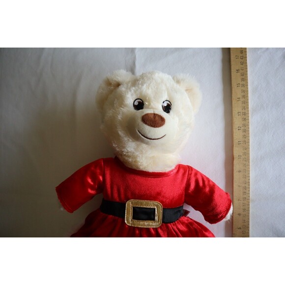 Build A Bear Workshop 15" Teddy Bear Plush Off-White Brown Red Santa Dress - Picture 4 of 14
